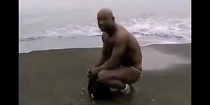 Muscled Asian Stud Bares Almost All at the Beach