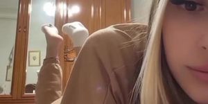 Sexy Italian girl socks removal