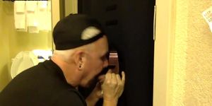 GLORYHOLE HOOKUPS - Real mature gloryhole lover sucks cock in homemade blowjob