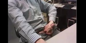 Big-Cocked Dad Strokes at the Office