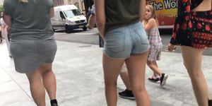 sexy blonde teen big butt in shorts