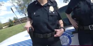 Two busty cops going rough on a horny balck guy