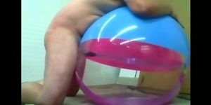 Daddy Plays with Inflatable Beach Ball Sex Toy