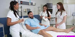 Sexy hot doctors treats lucky guy in the hospital bed sexually