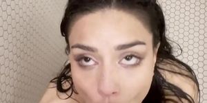 Latina Slut Hannahjo Gives Sloppy Blowjob In The Shower