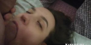 Amateur Babe Sucks Balls, Cum on Face