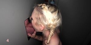 Crazy Sweet Young Sexy Blonde Served 13 Cocks Top Blowjob Swallow Gloryhole Bukkake