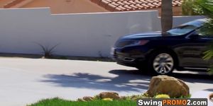 Swingers introduce themselves as they meet in the backyard (Couple_Porn )