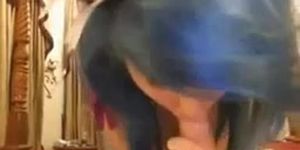 Blue haired girl blowjob