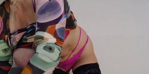 squirtymilf take sof her intimissimi pink bralette and show boobs ...