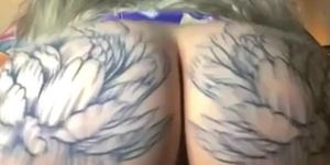 Tatted up white girl playing with pussy + twerk