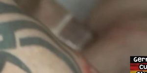 GERMAN CUM PIGZ - Tattooed German stud fucks BFs ass in fetish homemade sex