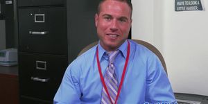 Assfucked office hunk toyed in ass