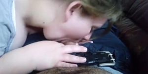 Fat girl blowing small cock