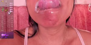 Ebony Mouth Tongue Spit Tease Then Doggystyle Pose Showing Sexy Ass
