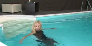 Girll in Nylon in swimming pool