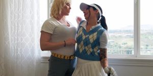 Trans Lucy Hart getting teased by her gf April Olsen