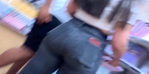 big booty brunette teen in tight jeans