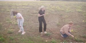 Teen lesbian outdoor yoga and sex