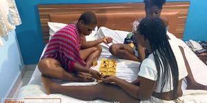 African Lesbians - Three Ghetto Sluts Sucking Boobs And Licking Cunts