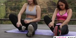 Brunette Dani Daniels gives sexy massage to Sara Luvv