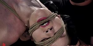 Bound babe electrically stimulated in suspension (Erin Everheart)