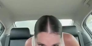 Beautiful white slut goes blacked in a car