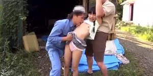 Asian Mother Threesome With Toys