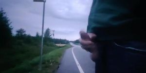 Masturbating next to road