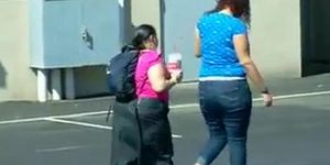 Young Chunky Girl Walking