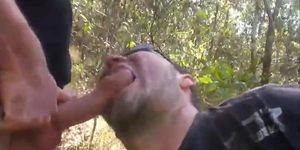 Big-Cock Blowjob in the Woods with a Buddy