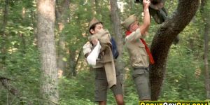 Two little critters creep up on two scoutmaster DILFs having RAW gay sex (Tyler Saint)