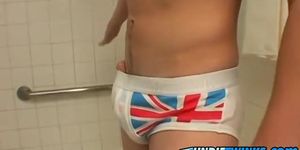 Young amateur in underwear Joey Steels jerks off dick solo