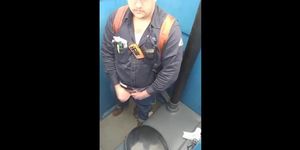 Bearded Hunk Strokes Cock Outdoors in a Porty Potty