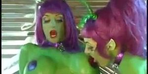 Green purple woman from mars