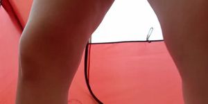 Horny wife gives a spectacular POV blowjob in a tent