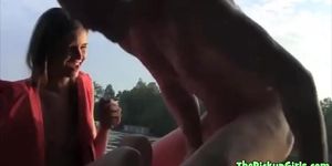 Brunette Blows Guy On A Boat