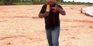 Smoking hot Brazilian sex bomb poses on the sandbeach