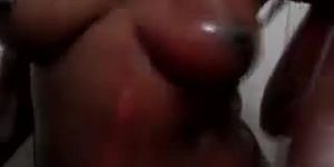Passionate Black Lesbians Kiss And Screw In Bathroom