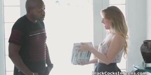 Perky blonde teen fucks big black cock