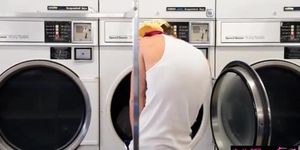 Laundry day turns to hardcore fucking with teen besties