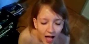 Teen with cum on face