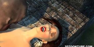 Busty 3D cartoon babe getting fucked rough by a zombie