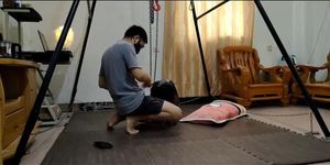 Asian Girl Taped Up and Hogtied