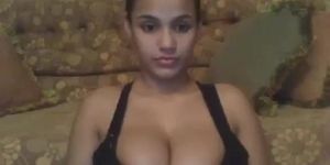 Slutty teen jiggling huge boobs