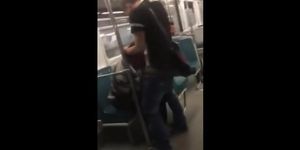 Asian twink get's BJ from older man in a subway