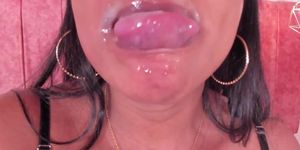 Ebony Spitty Tongue Mouth Drooling For Dick Closeup