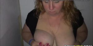 Chubby MILF with big boobs gives BJ