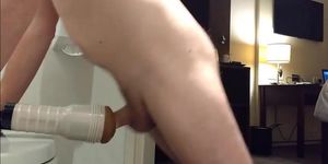 Groaning while pumping more cum into my fleshlight (amateur )