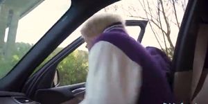 Adorable blondie getting off thanks to public fucking